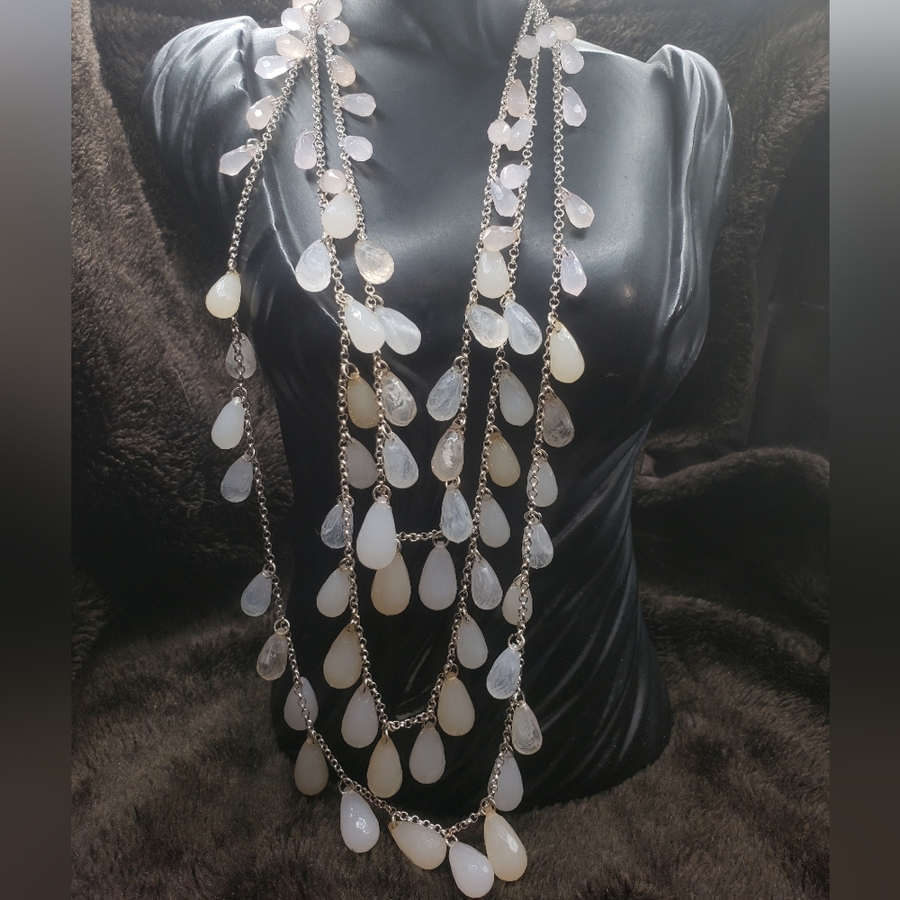 NY brand necklace with 3 strands with hanging tears
